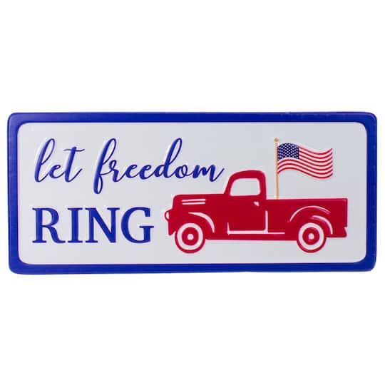 12" Metal Patriotic Let Freedom RING Sign Wall Décor